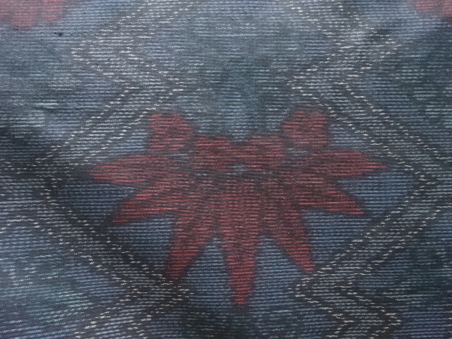 JAPANESE KIMONO / ANTIQUE KIMONO / SILK / DORO OSHIMA TSUMUGI / WOVEN MATSUKAWABISHI & FLORAL PLANTS